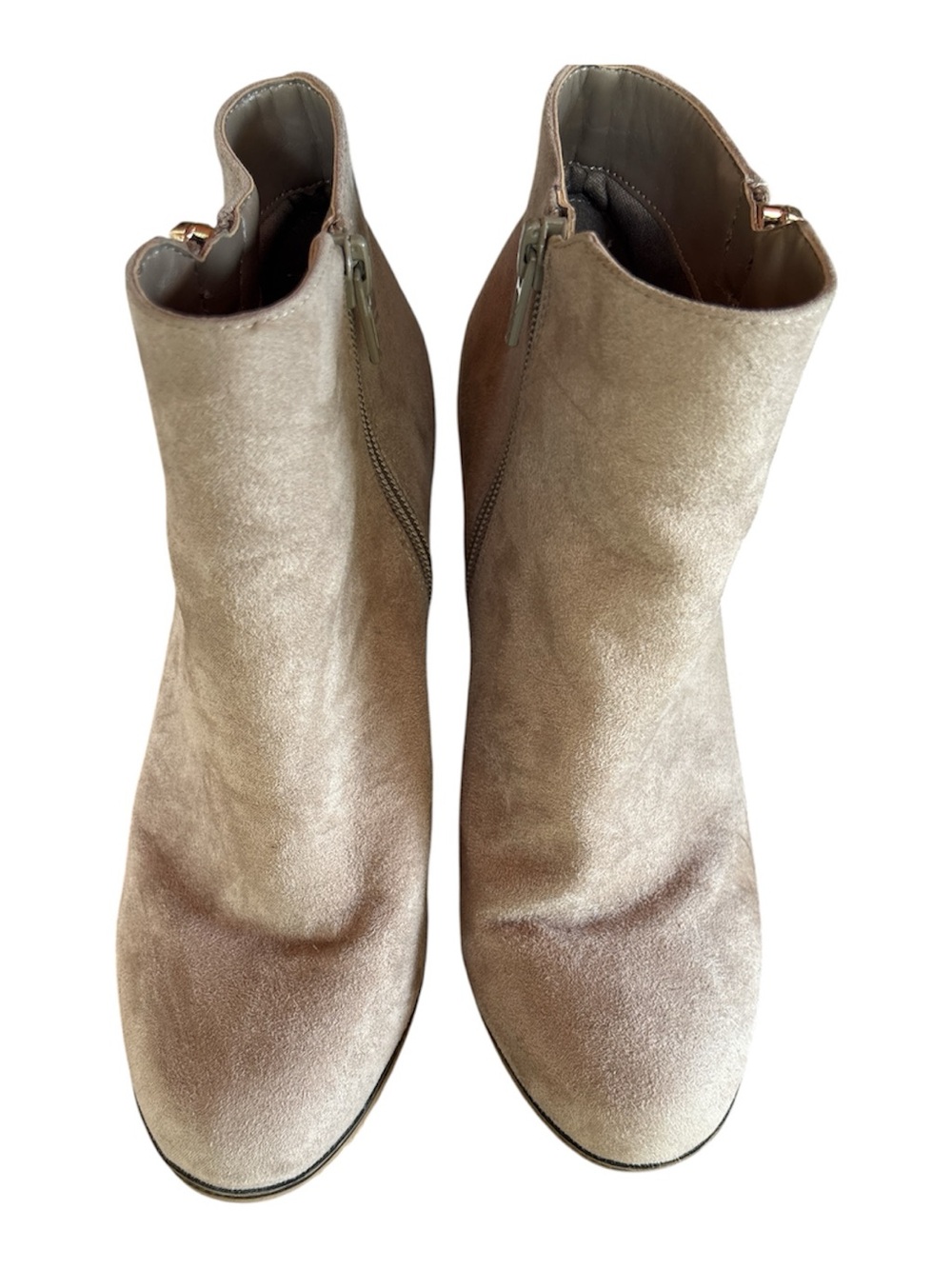 Apt. 9 Light Taupe Suede-Look Ankle Booties with Side Zip